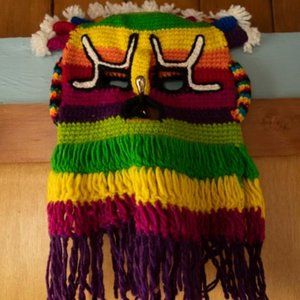 Ecuadorian Y2K Tribal Two-Faced Inka Sun God Traditional Handmade Purple Mask